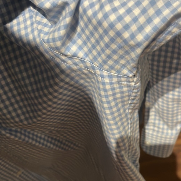 Men’s blue and white Gingham Check slim J crew, French collar 16 1/2 / 35. - Picture 5 of 7